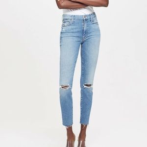 Mother High Waisted Looker Ankle Fray Jeans Thrilling Shots Wash Size 29 Women’s